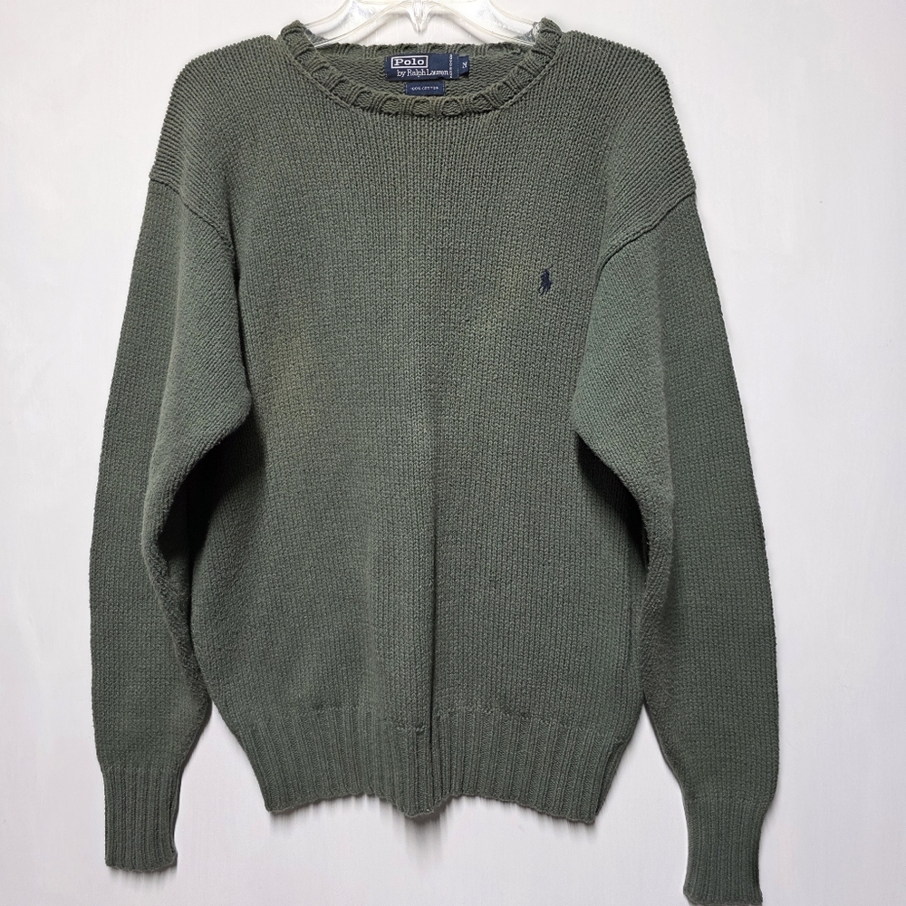 Vintage Polo By Ralph Lauren Green Crewneck Sweater Men's M
